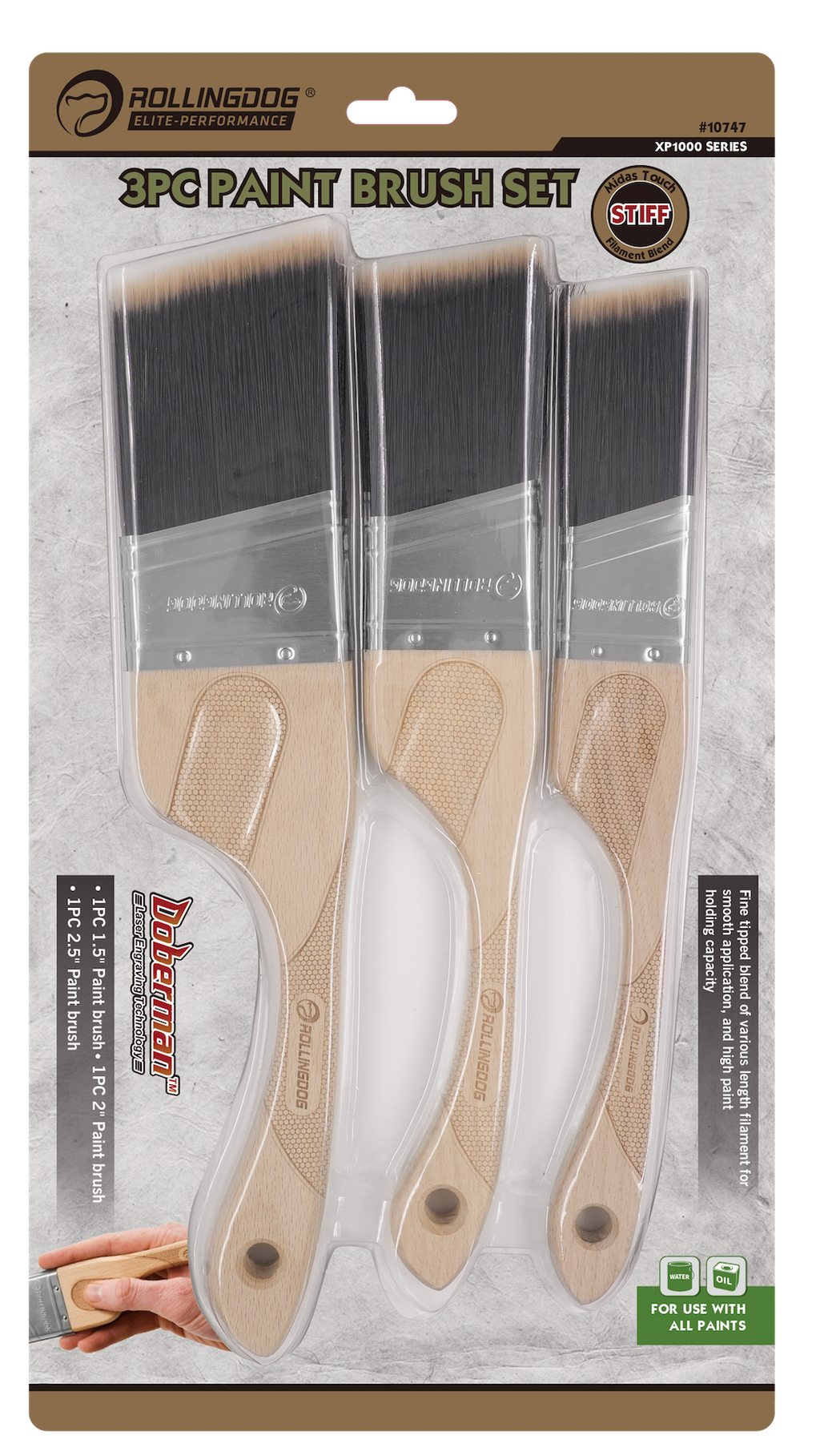DOBERMAN™ 
3PC Paint Brush Set