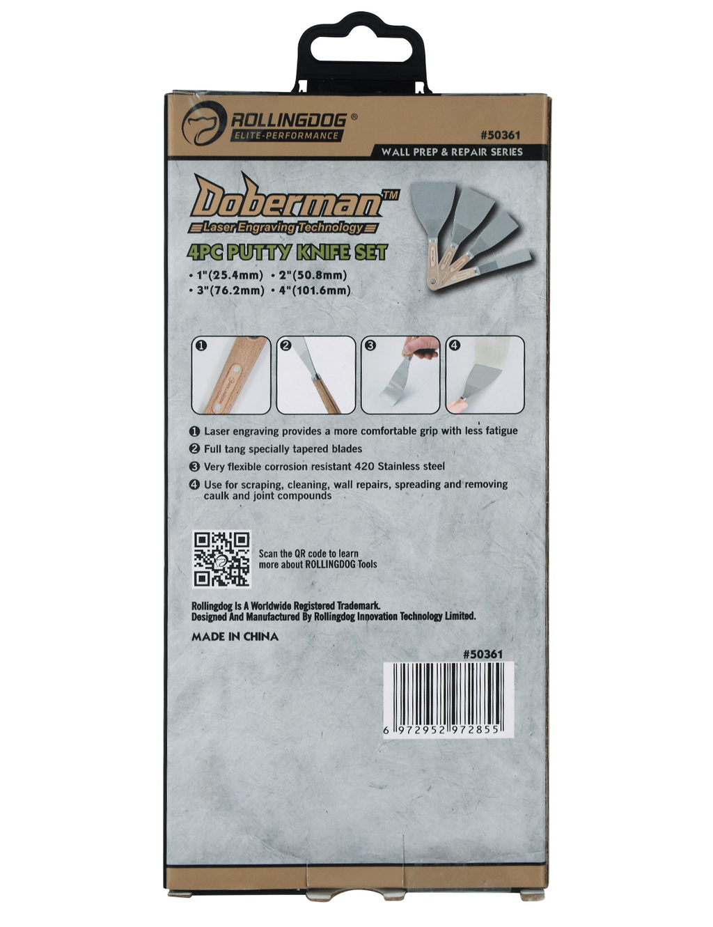 DOBERMAN™
4PC Putty Knife Set