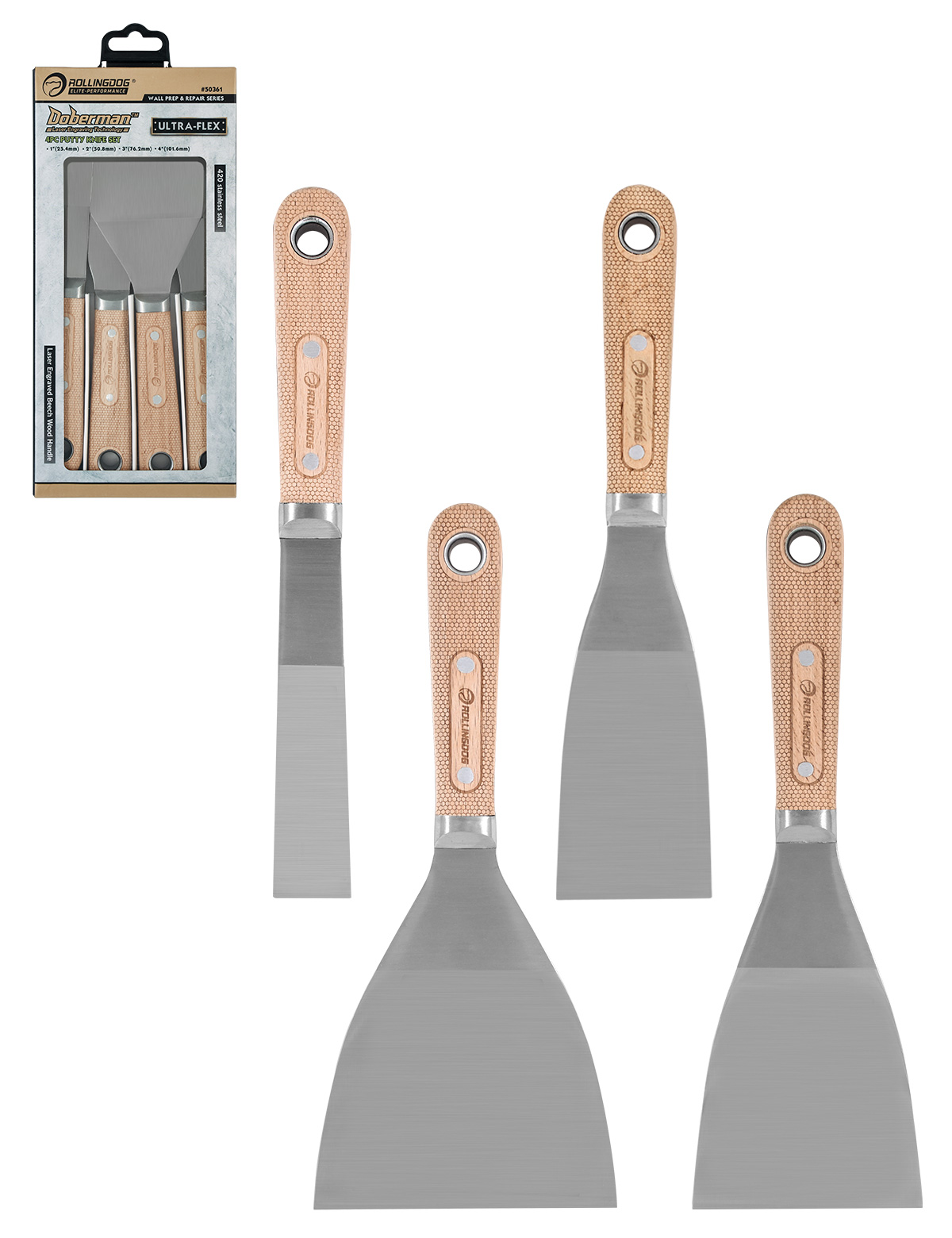 DOBERMAN™
4PC Putty Knife Set